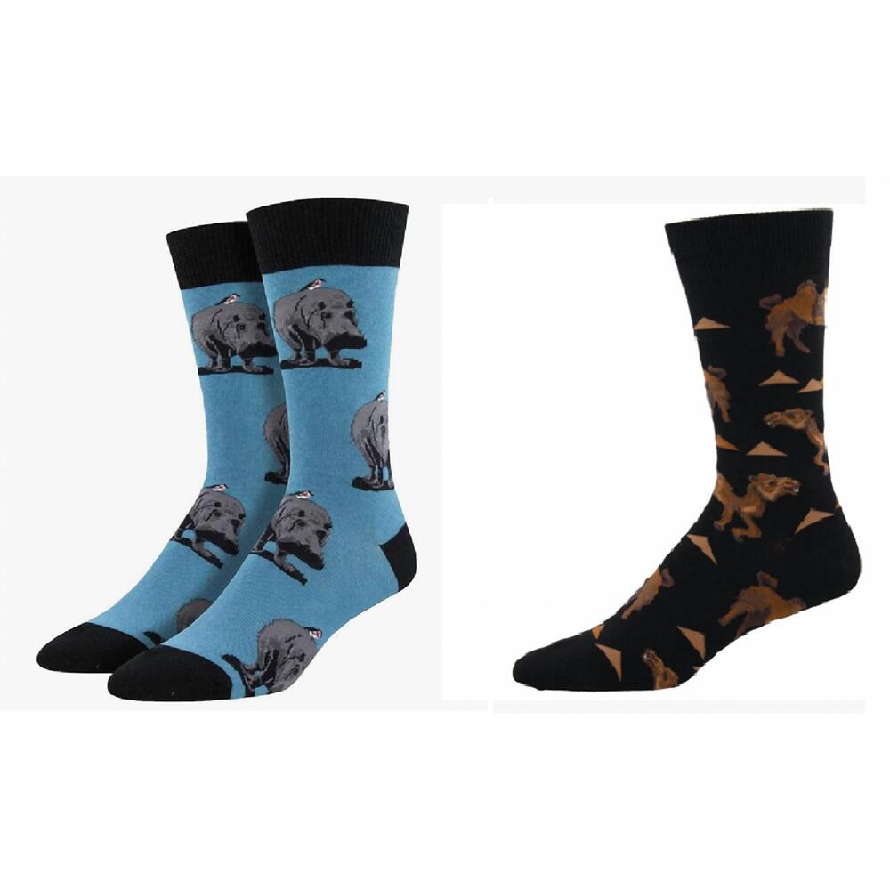 NEW SOCKSMITH men's hip hipporay & hump day hero socks - set of 2 pair in multi